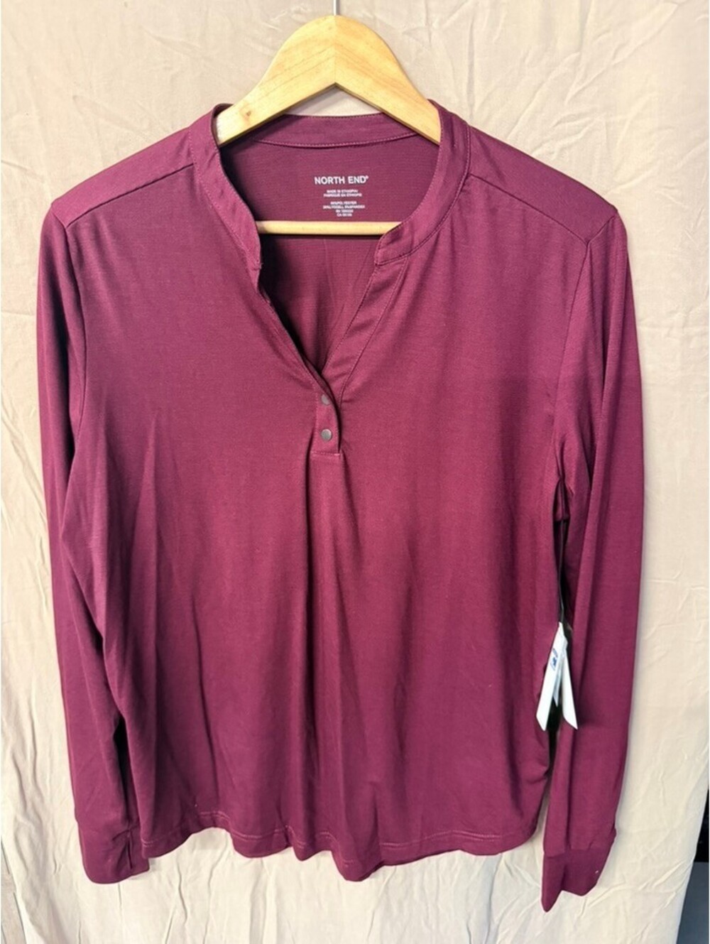 North End Ladies Burgundy Long Sleeve Polo Shirt Size Large